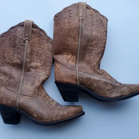 Nashville Shoes - Women's Leather Cowboy Boots Distressed, Size 9.5